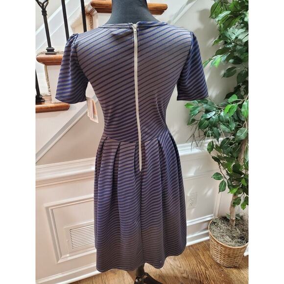 Lula Roe Women Blue & Gray Polyester Round Neck Short Sleeve Knee Length Dress S - Picture 8 of 12